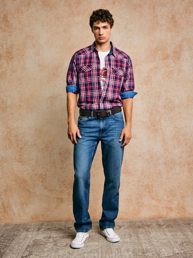 Jeansy męskie z prostą nogawką niebieskie Colt 334