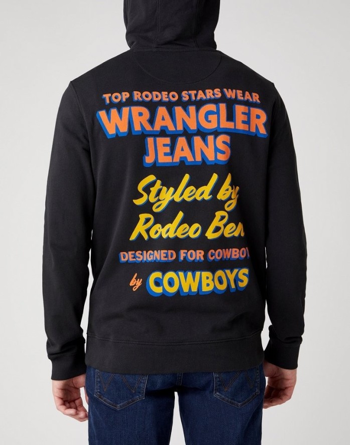 MĘSKA BLUZA WRANGLER HOODIE FADED BLACK W6E6IOXV6 112130731