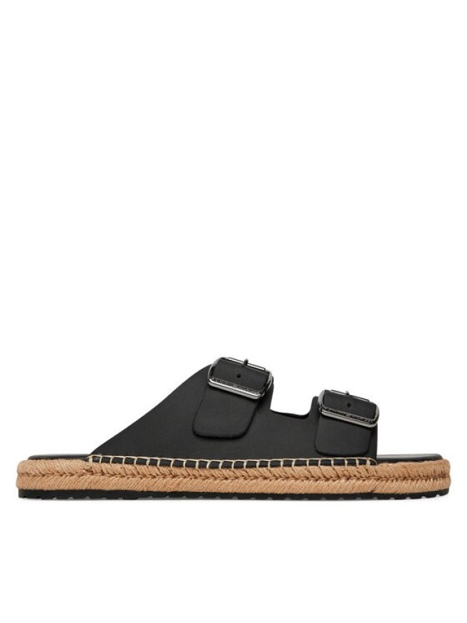 Tommy Hilfiger Espadryle Flex Jutte Hilfiger Lth Sandal FM0FM05646 Czarny