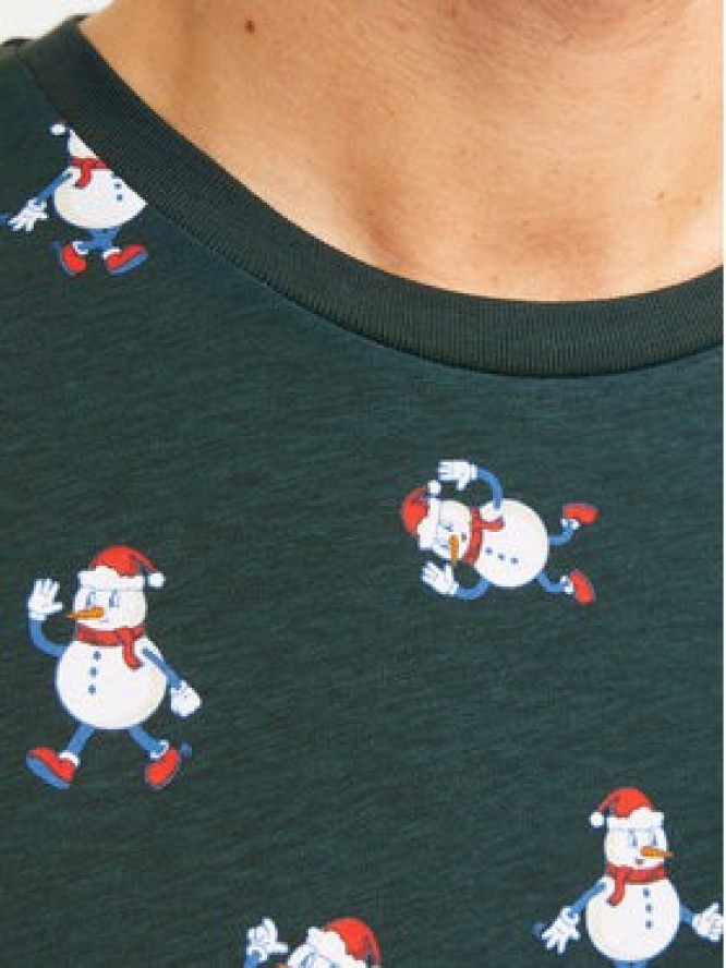 Jack & Jones T-Shirt Xmas Merry 12265399 Zielony Standard Fit