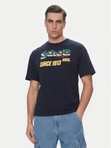 Schott NYC T-Shirt TSTRAVIS Granatowy Regular Fit