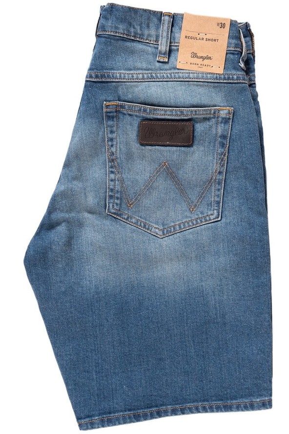 KRÓTKIE SPODENKI WRANGLER REGULAR SHORT GREEN LAGOON W15UX475C 112127159