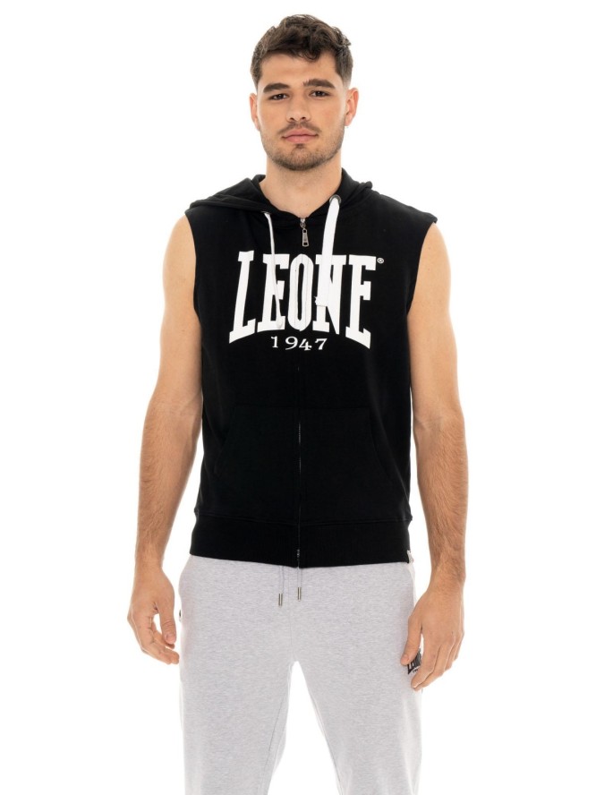 Leone Basic męska bluza z kapturem i bez rękawów zapinana na zamek
