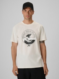 4F T-shirt regular z nadrukiem męski - biały XL