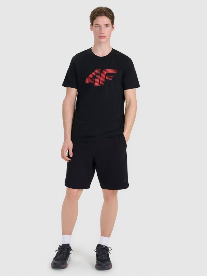 4F T-shirt regular z nadrukiem męski - czarny S
