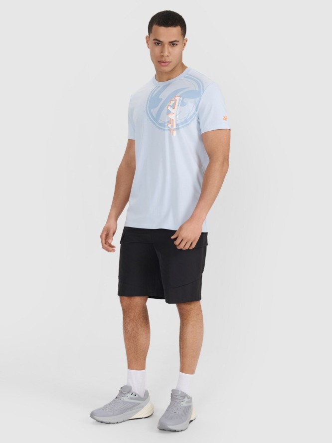 4F T-shirt regular z nadrukiem męski - niebieski S