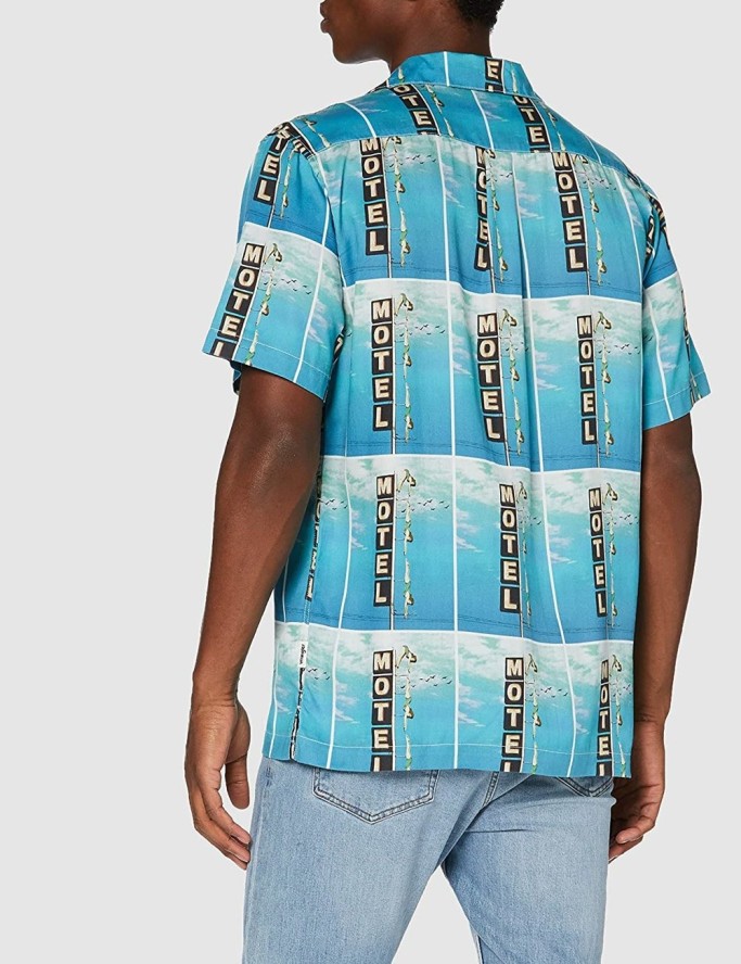 MĘSKA KOSZULA WRANGLER SS ALLOVER SHIRT BLUE W5J36HX05 112130178