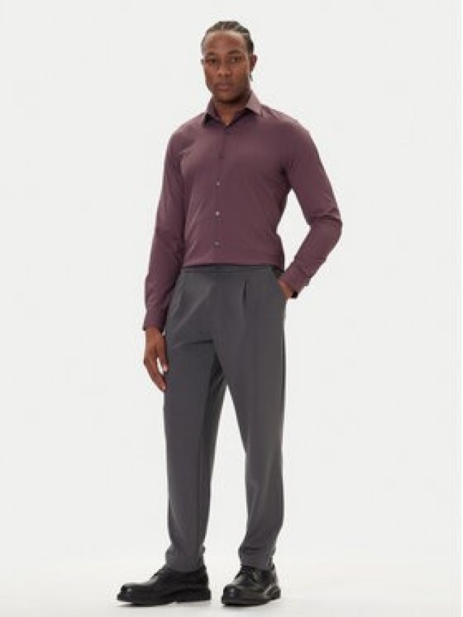 Calvin Klein Koszula LV019EU073 Bordowy Slim Fit