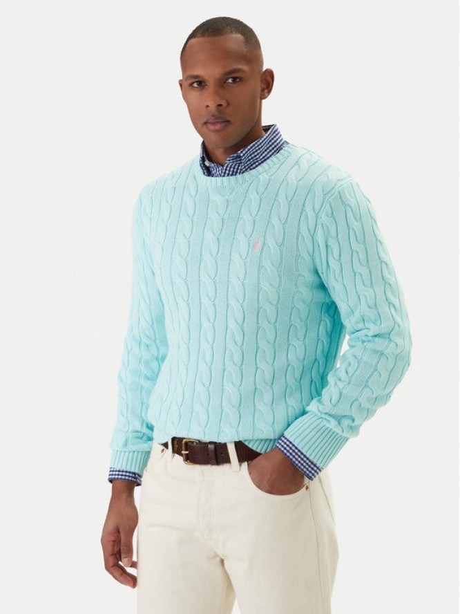 Polo Ralph Lauren Sweter 710775885547 Turkusowy Regular Fit