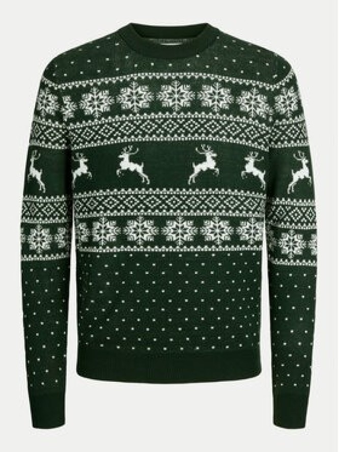 Jack & Jones Sweter Xmas Gabriel 12266118 Zielony Regular Fit