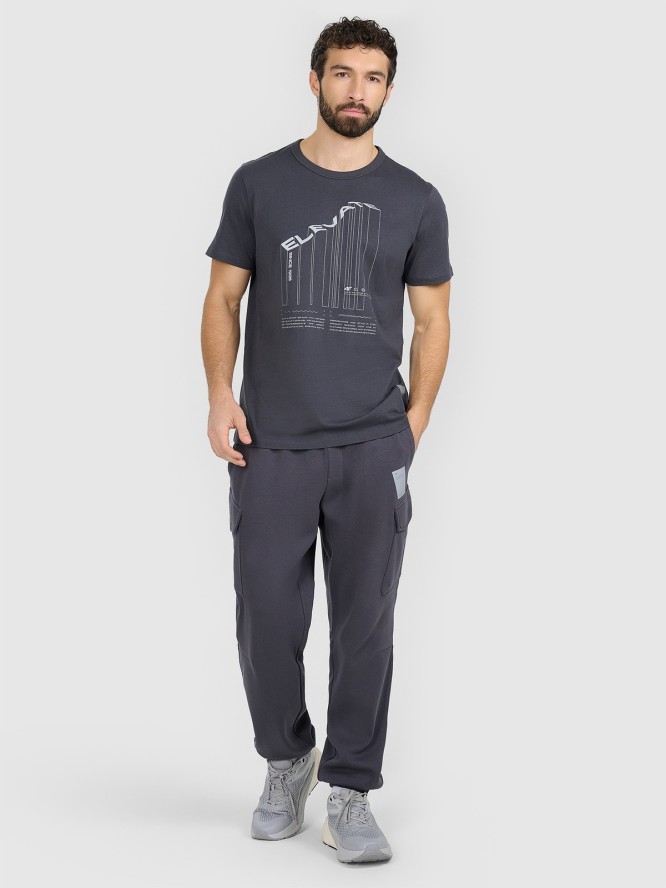 4F T-shirt regular z nadrukiem męski - szary XXL