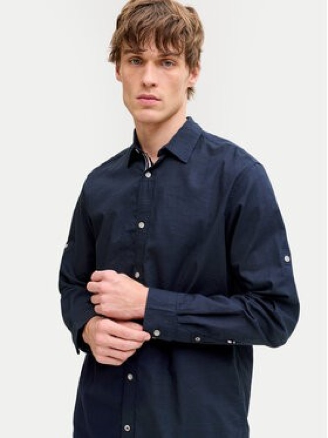 Jack & Jones Koszula Henry 12289197 Granatowy Regular Fit