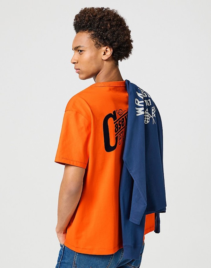 WRANGLER CASEY GRAPHIC TEE MĘSKA KOSZULKA T-SHIRT RED ORANGE 112357364 W7U4012210