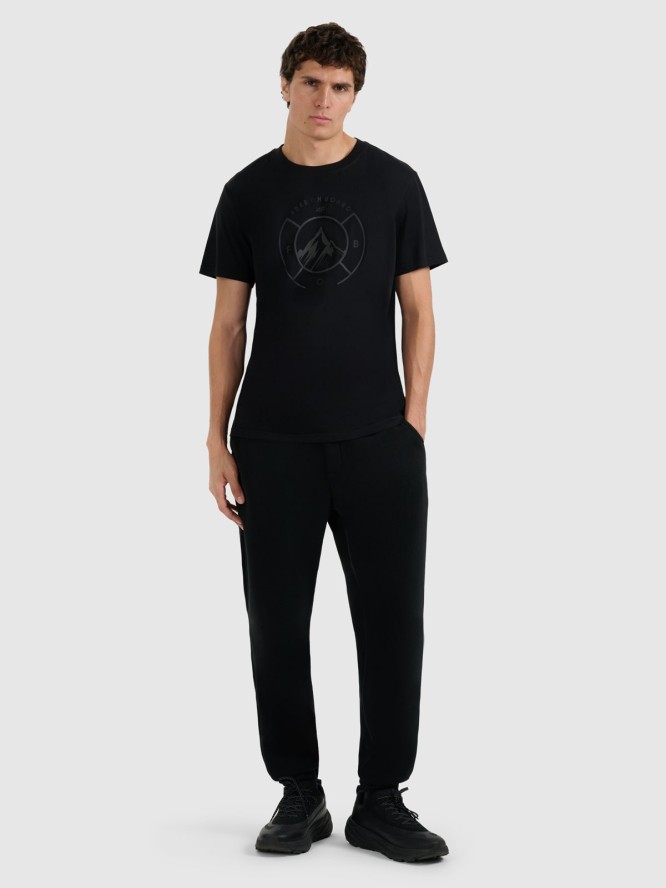 4F T-shirt regular z nadrukiem męski - czarny S