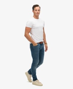 superdry Jeansy vintage slim z bawełny organicznej – Mercer Mid Blue