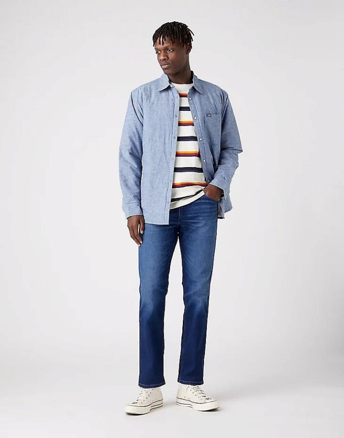 WRANGLER GREENSBORO MĘSKIE SPODNIE JEANSOWE MOUNTAIN SOUL W15QU822O 112321407