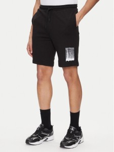 Calvin Klein Jeans Szorty sportowe Brush Stroke J30J327528 Czarny Regular Fit