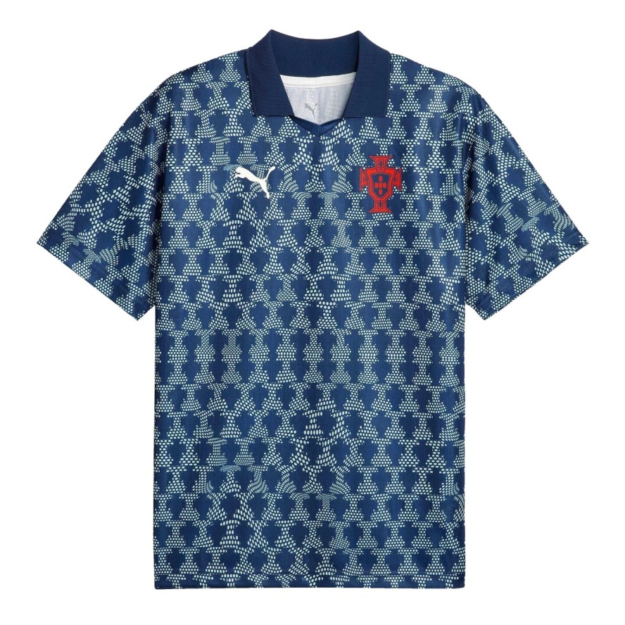 Koszulka piłkarska Portugal FTBLNRGY+ RETRO Mężczyźni (Niebieski)