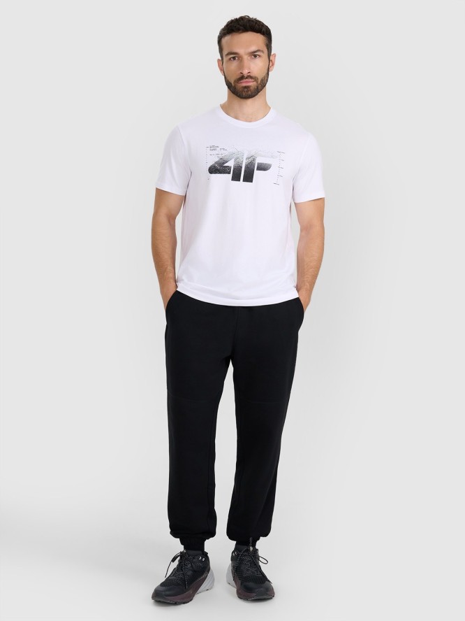 4F T-shirt regular z nadrukiem męski - biały XL