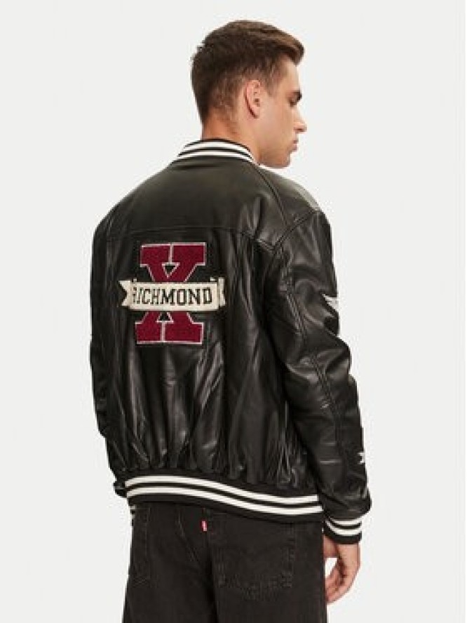 Richmond X Kurtka z imitacji skóry Meleb UMA24217GB Czarny Regular Fit