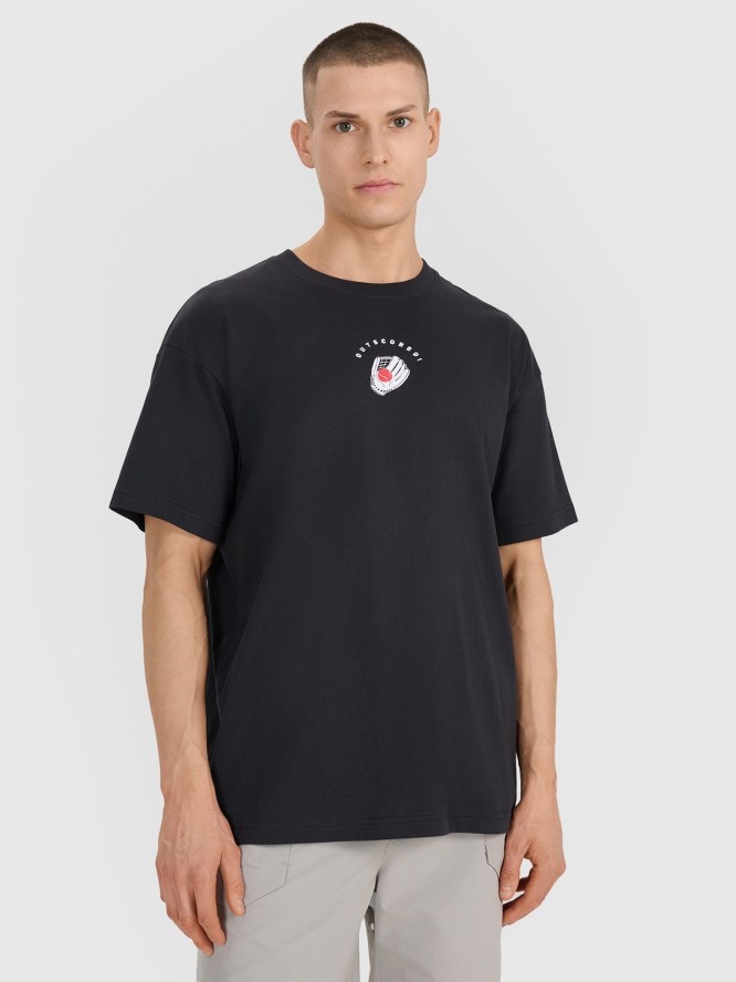 4F T-shirt oversize z nadrukiem męski - czarny S