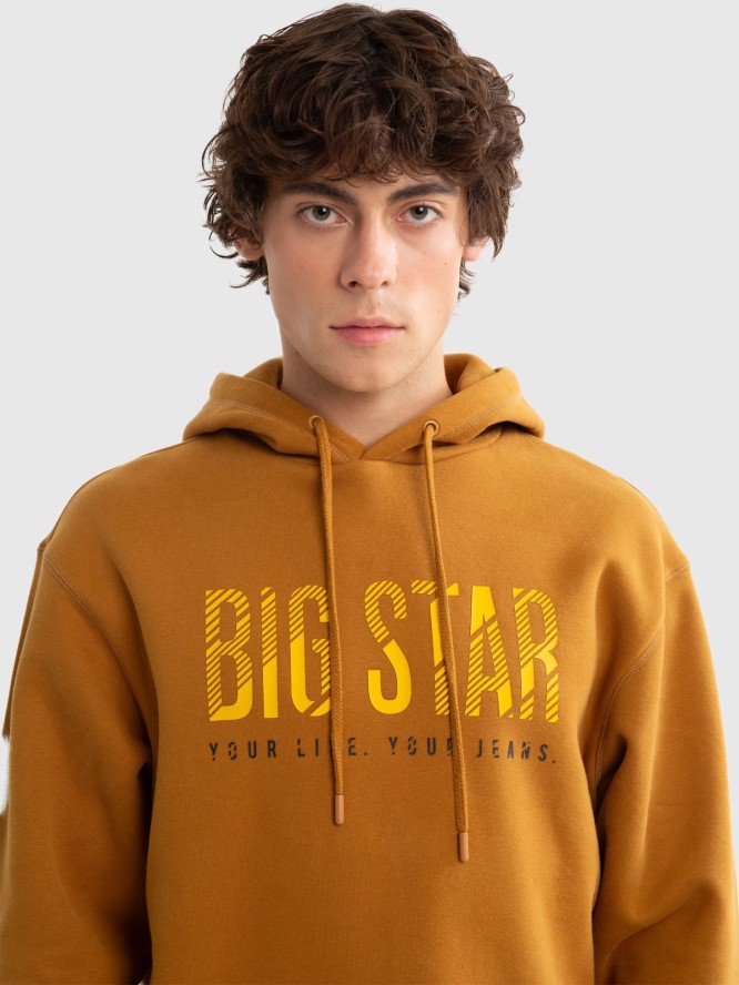 Bluza męska z kapturem z logo BIG STAR musztardowa Bruden 803