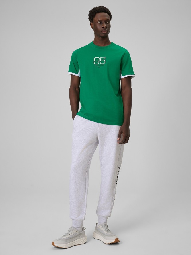 4F T-shirt regular z nadrukiem męski - zielony S