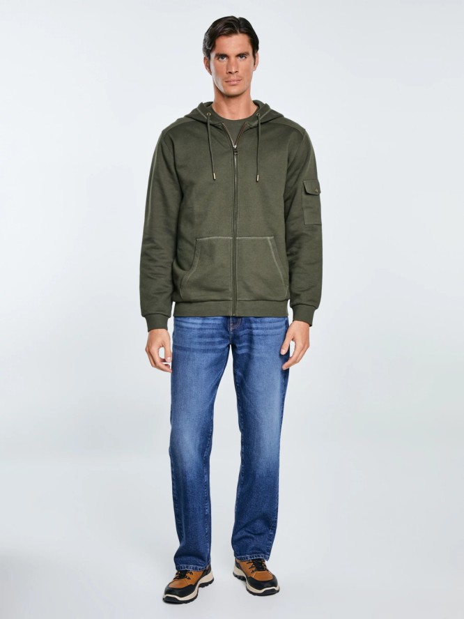 Bluza męska rozpinana z kapturem khaki Jagmur 303
