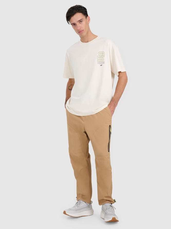 4F T-shirt oversize z nadrukiem męski - biały M