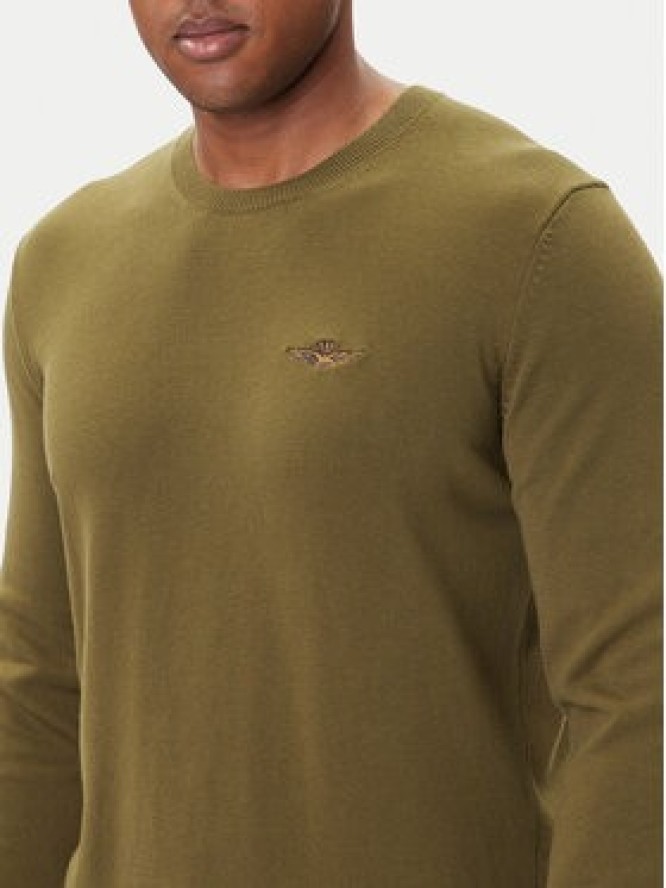 Aeronautica Militare Sweter 252MA1611UL00506 Zielony Regular Fit