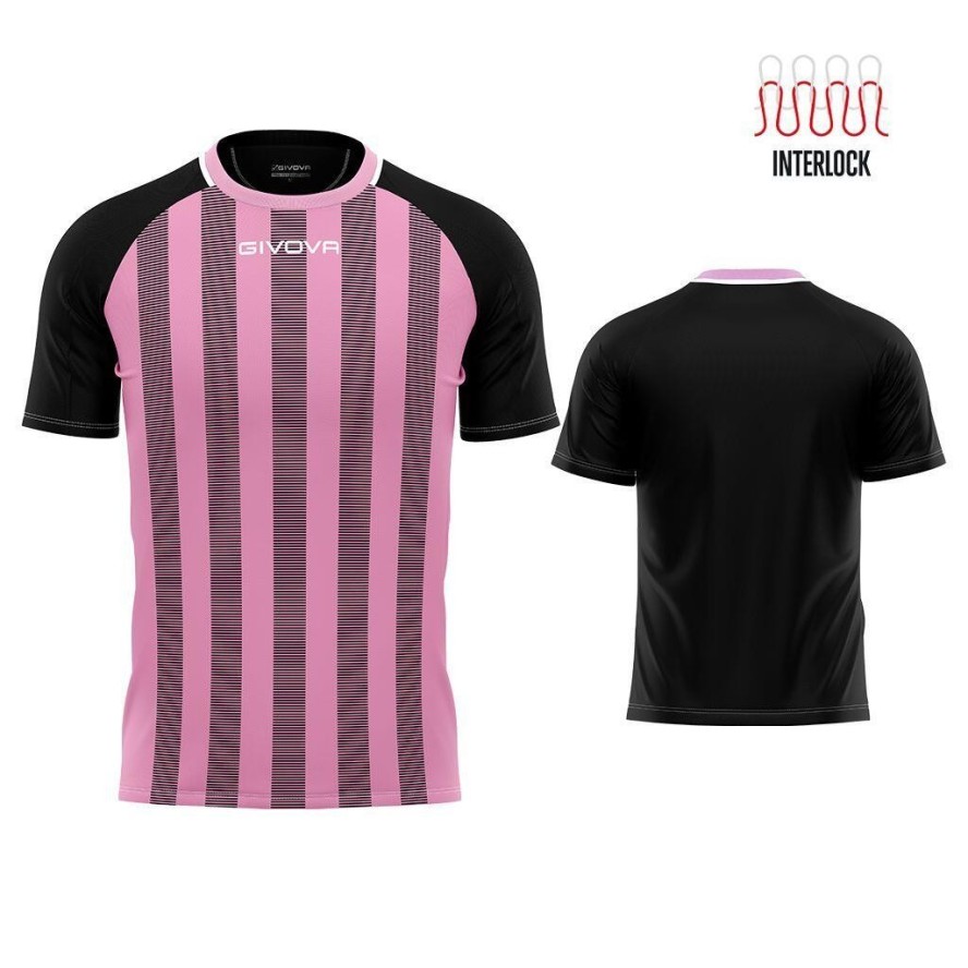 Koszulka sportowa Givova Rugby Różowo-czarna Różowa