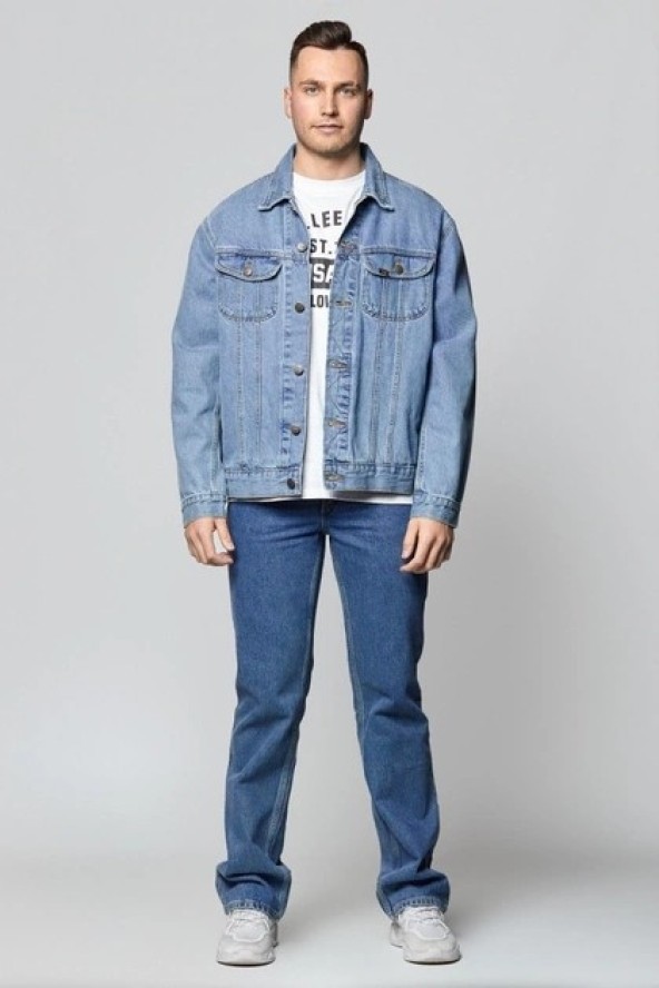 LEE RIDER JACKET SUPER MĘSKA KURTKA JEANSOWA STONEWASH L89ZRDVA 112124041