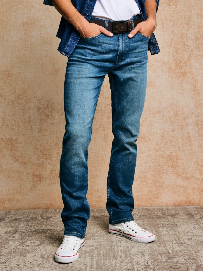 Jeansy męskie dopasowane niebieskie Terry High Waist 329