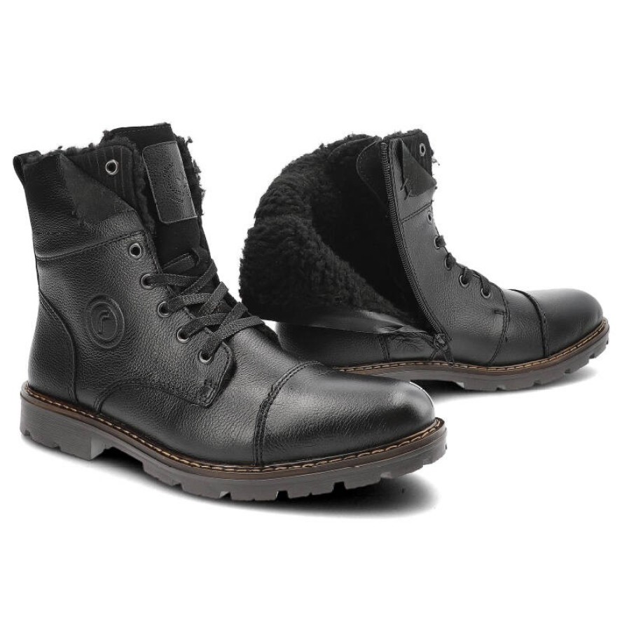Czarne Trzewiki Rieker Ocieplane Buty Męskie