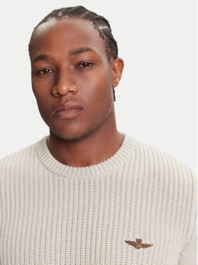 Aeronautica Militare Sweter 252MA1571UL00409 Beżowy Slim Fit