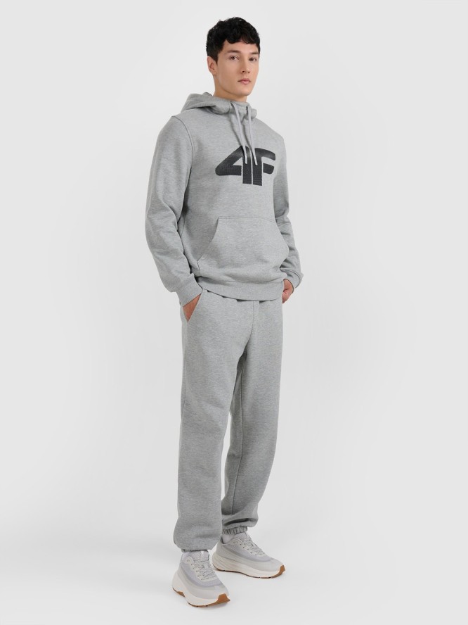 4F Bluza dresowa nierozpinana z kapturem męska - szara L