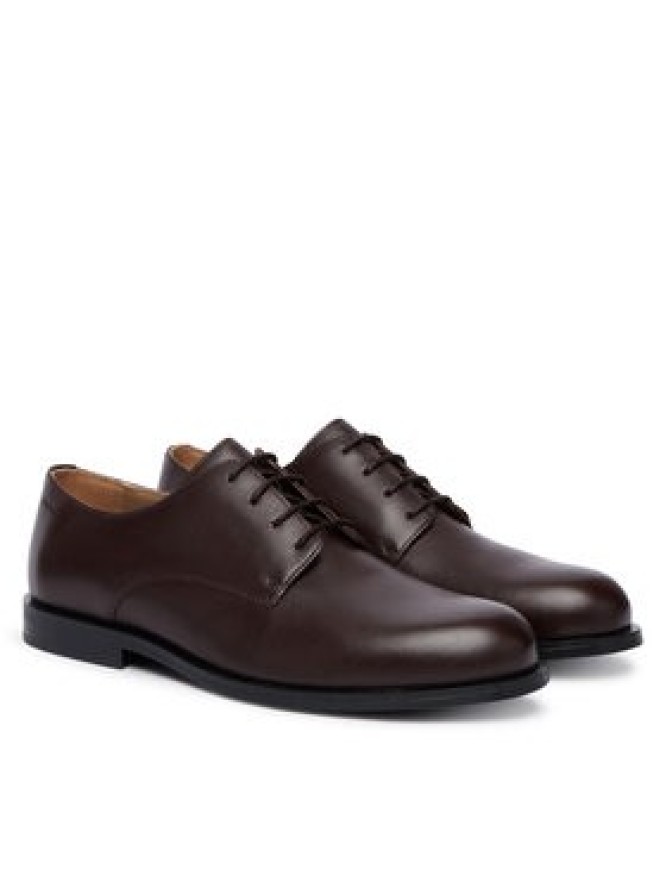 Calvin Klein Półbuty Ess Rubber Derby Lth HM0HM02056 Brązowy ciemny