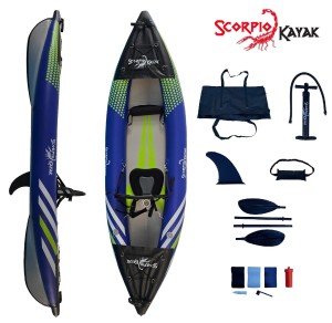 Kajak jednoosobowy pompowany do pływania Scorpio kayak Hybrid New I zestaw