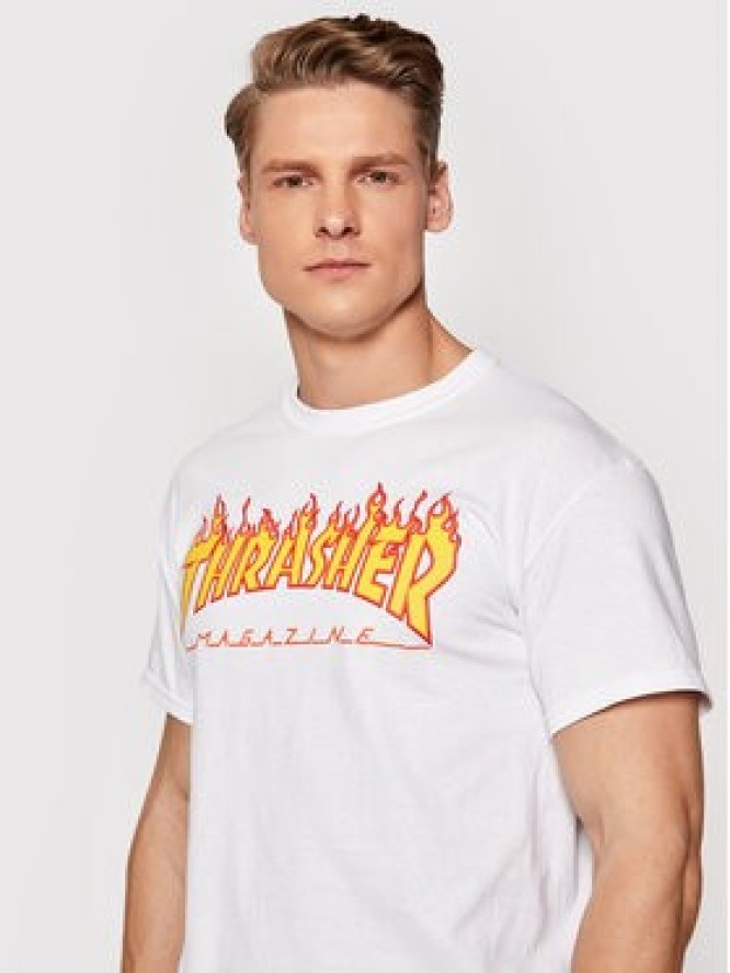 Thrasher T-Shirt Flame Biały Regular Fit