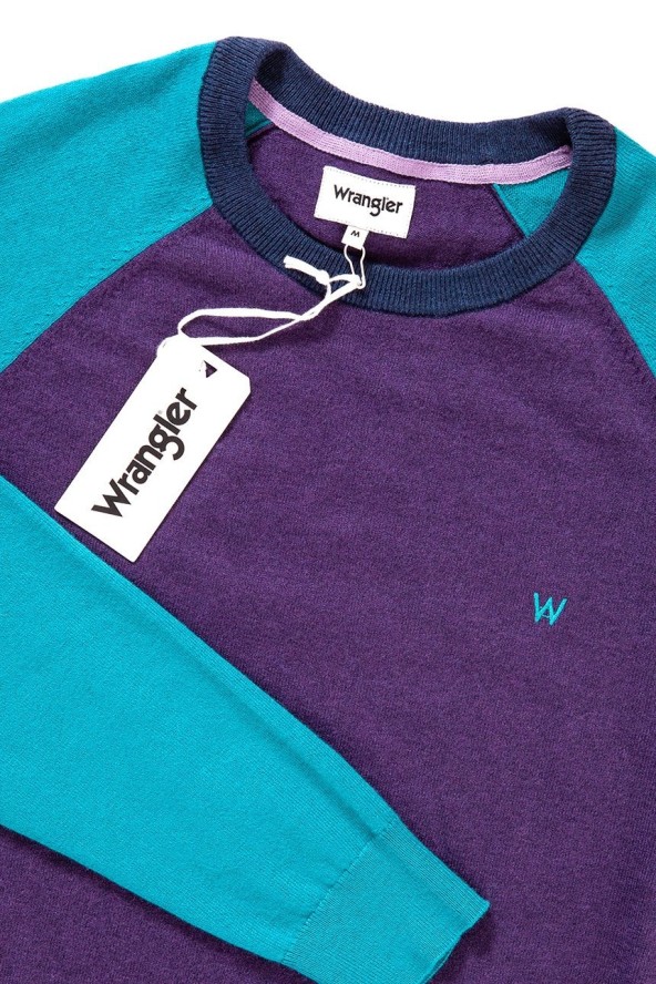MĘSKI SWETER WRANGLER RAGLAN KNIT PURPLE PENNANT W86152PWT 112132310