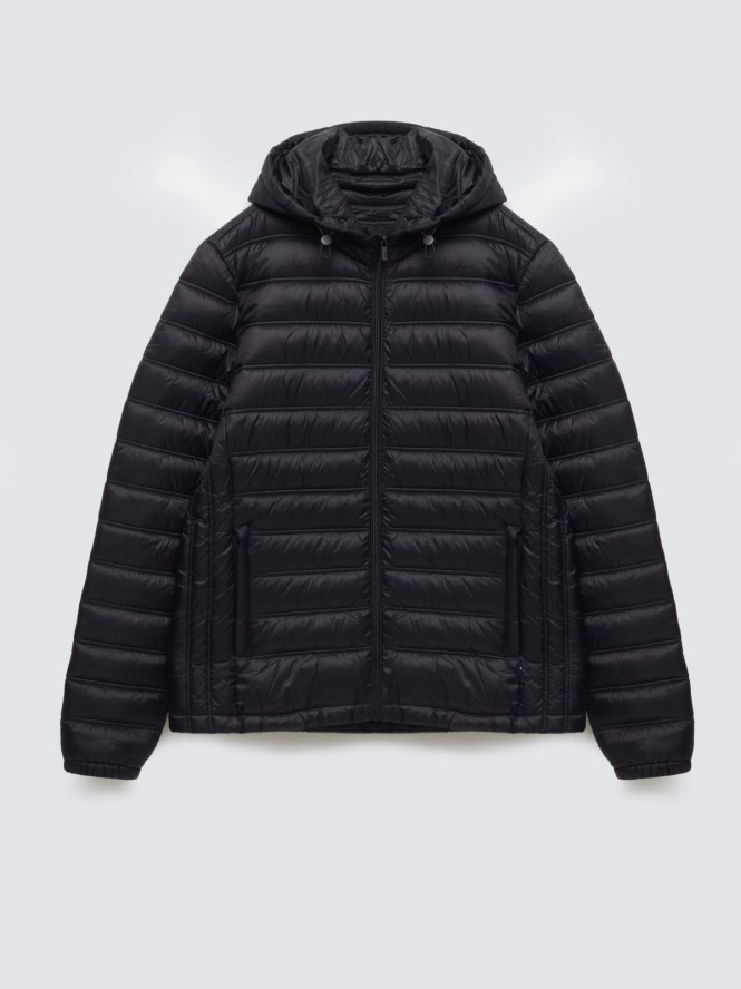 Kurtka męska pikowana z kapturem czarna Acarf 906