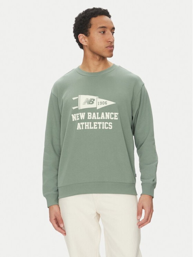 New Balance Bluza MT51929DKJ Zielony Relaxed Fit