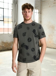 Koszulka z nadrukiem allover - khaki