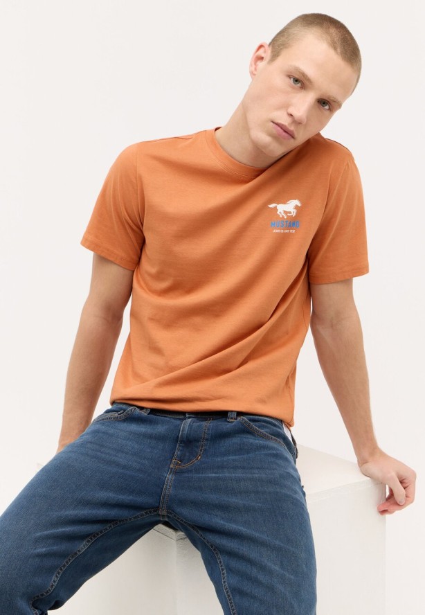 MĘSKA KOSZULKA MUSTANG Austin T-shirt LOGO Raw Sienna 1015068 7088