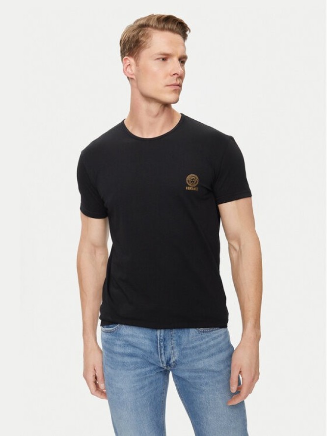 Versace T-Shirt Medusa AUU01005 Czarny Slim Fit