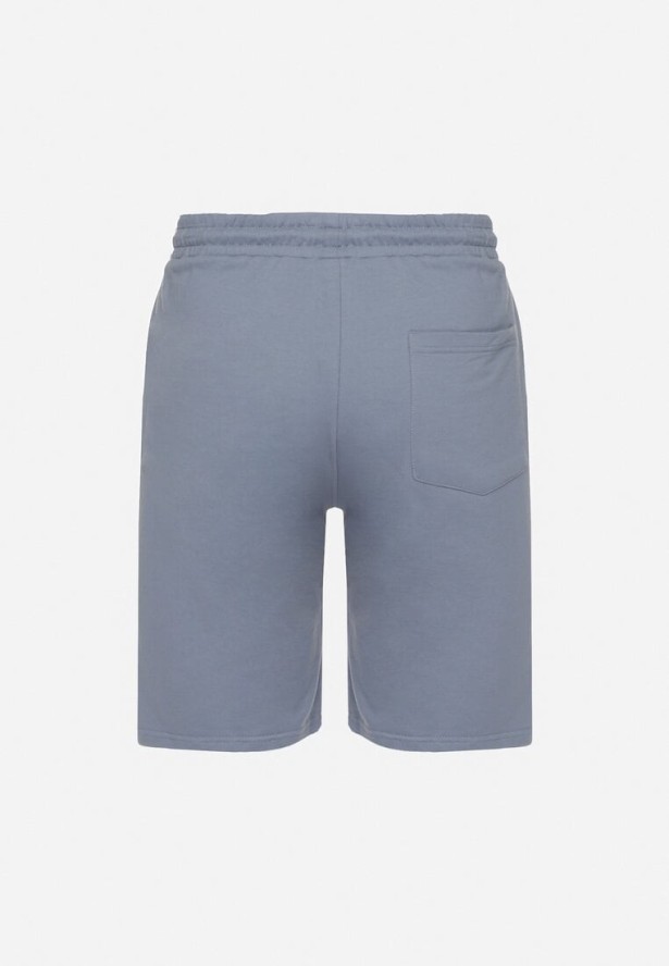 Jasnoniebieskie Bawełniane Szorty z Gumką w Pasie z Wysokim Stanem Nisalia