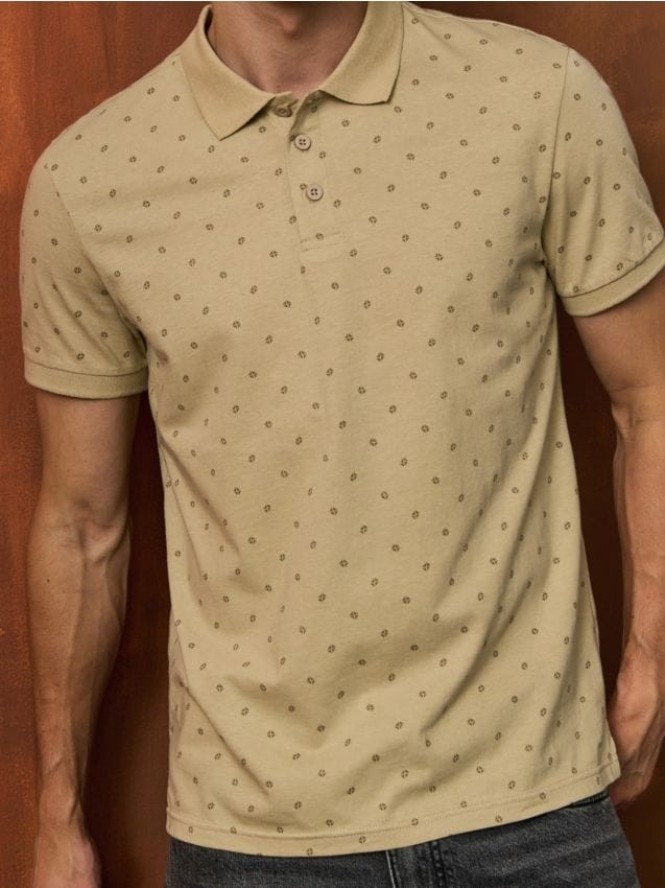 Koszulka polo ze wzorem - beżowy