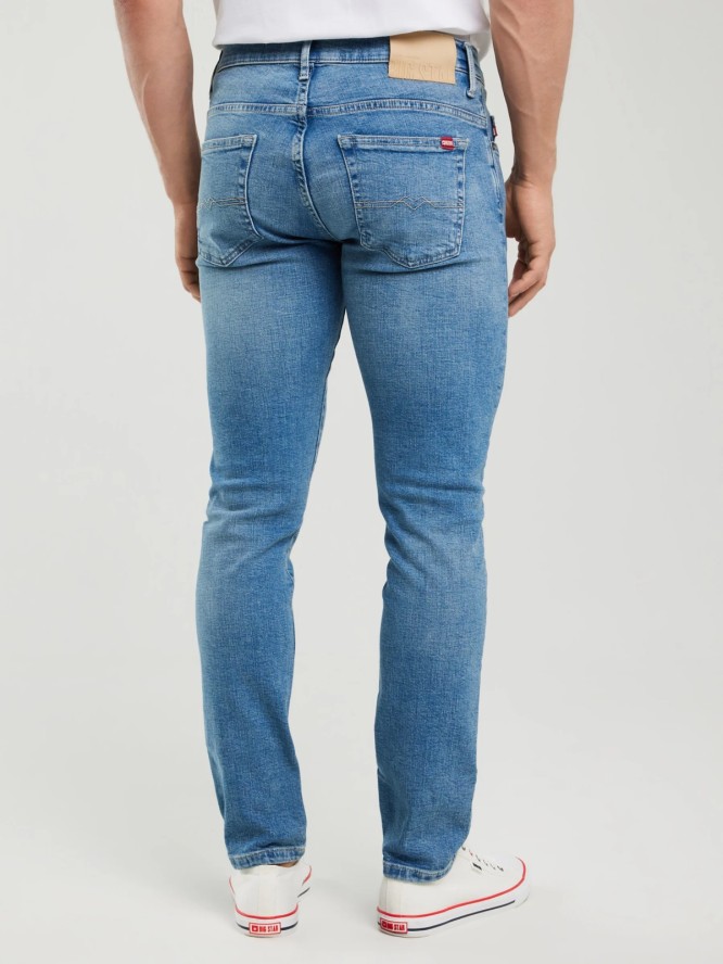 Jeansy męskie skinny z przetarciami niebieskie Jeffray 298