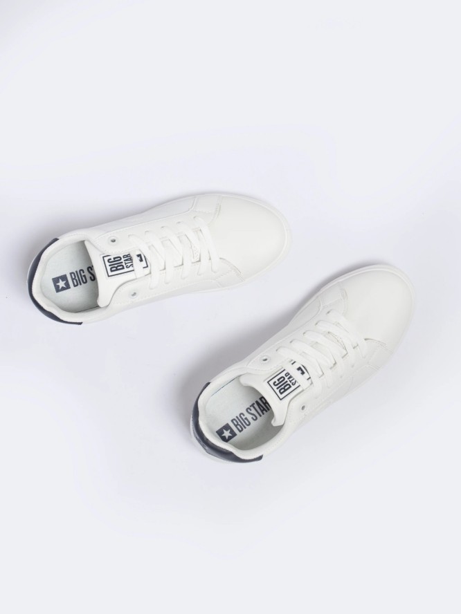 Sneakersy męskie ze skóry ekologicznej białe NN174282 101