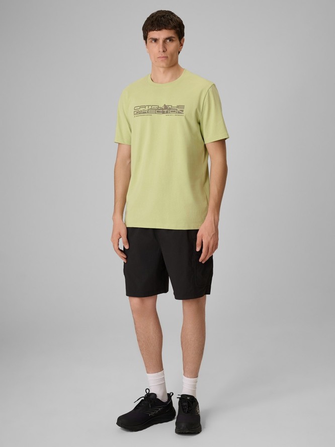 4F T-shirt regular z nadrukiem męski - zielony S